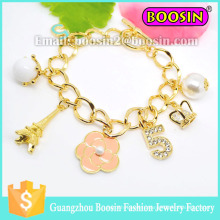 Fashionable Alloy Crystal Number Charm Bracelet Chain Bracelet